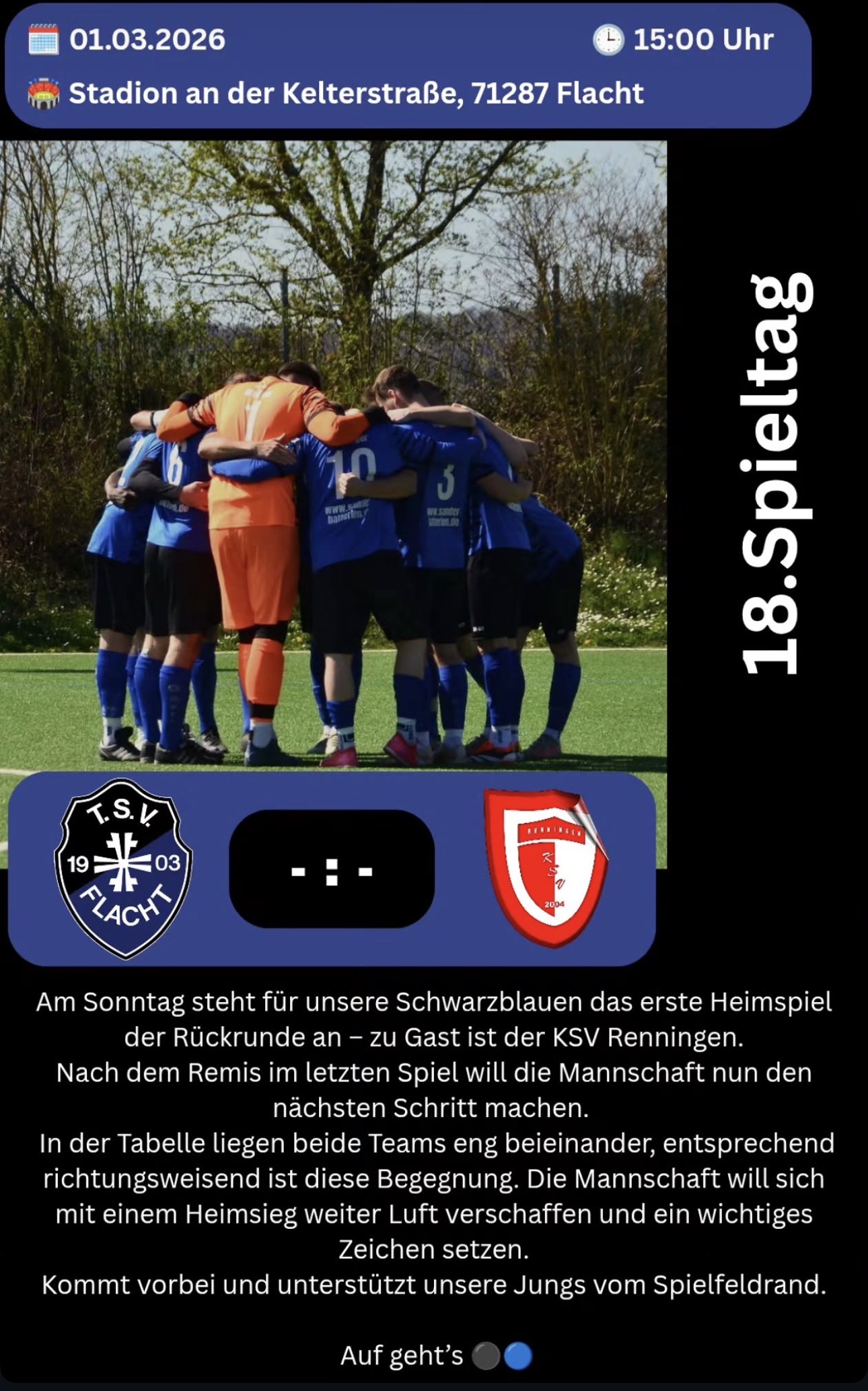 Heute steht das erste Heimspiel des Jahres an der Kelterstraße an!